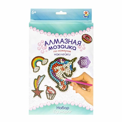 Набор для творчества Алмазная мозаика Наклейки Единорог 1Toy Т21896