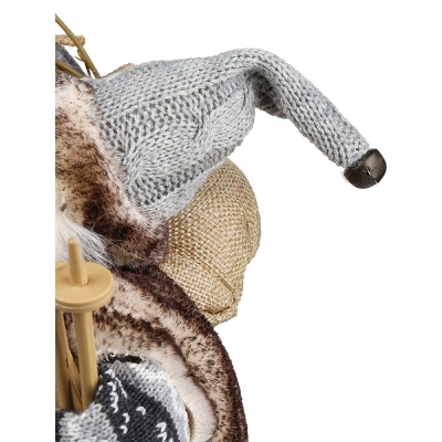 Сувенир Дед Мороз в сером костюме с коричневым мехом и лыжами 35 см Miland НУ-6274 05