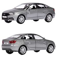 Машинка металлическая Lada Vesta масштаб 1:24 инерционная свет звук Автопанорама JB1251126 серая
