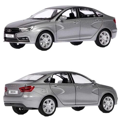 Машинка металлическая Lada Vesta масштаб 1:24 инерционная свет звук Автопанорама JB1251126 серая