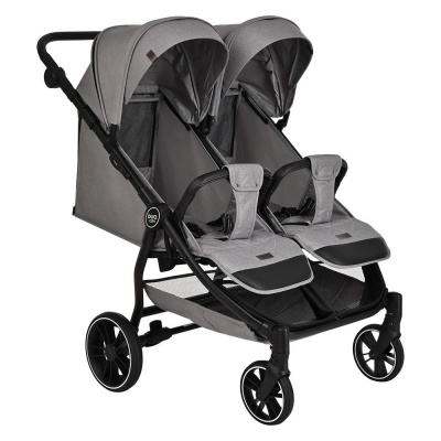 Детская прогулочная коляска для двойни Pituso Duocity Grey