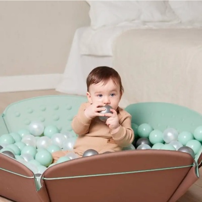 Шарики для сухого бассейна Burbulle диаметром 7 см 150 штук Happy Baby 51006 (silver, olive, pearl)