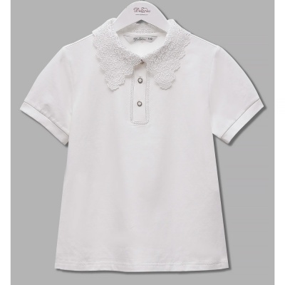 Блузка поло школьная для девочки Deloras Z64185S молочная 2