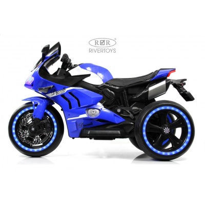 Детский электромотоцикл RiverToys М777БХ синий 02