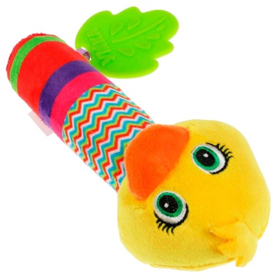 Игрушка-погремушка с пищалкой Цветастый утенок Умка RS-DUCK