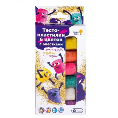 Набор для детской лепки Тесто-пластилин 6 цветов с блёстками Dream Makers TA1091 2