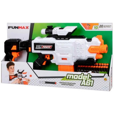 Бластер FunMax А61 электрический с обоймой 12 выстрелов 24 снаряда 1TOY Т24245 4
