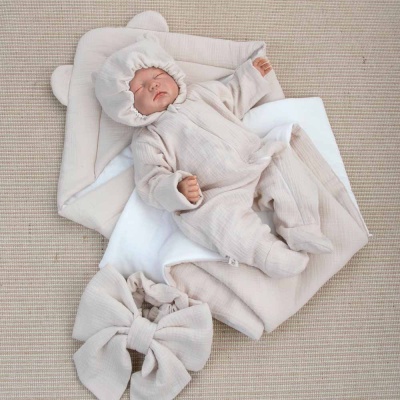 Комплект на выписку 4 предмета Муслин лето KiDi 4.219(Мс)-78/62 светло бежевый 2 Комплект на выписку 4 предмета Муслин лето KiDi 4.219(Мс)-78/62 светло бежевый 2