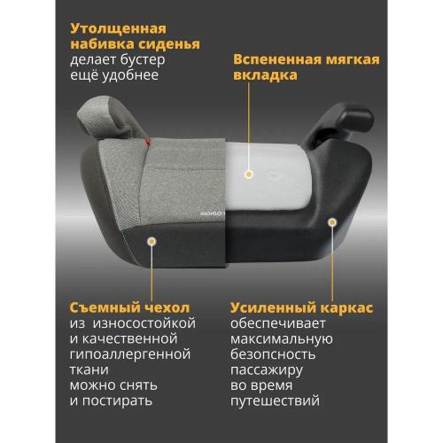 Автокресло-бустер Aibao Indigo Cross YB803A серый-тёмно-серый фото 9