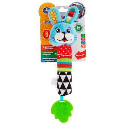 Текстильная игрушка прорезыватель-пищалка Зайка Умка RS-R2 2