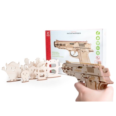 Конструктор деревянный Пистолет №ЛТ07052018 резинкострел 81 деталь Lemmo 0064 3