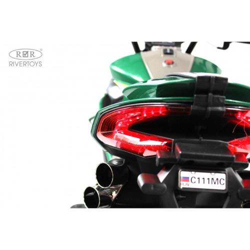 Детский электромотоцикл RiverToys C111MC зелёный фото 6
