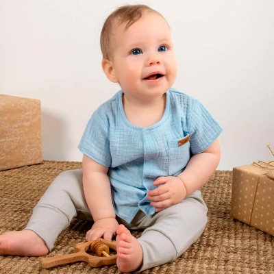 Рубашка для мальчика и девочки Leo 2021А-2 голубая 3