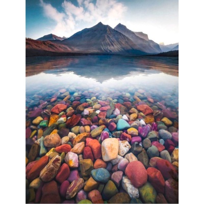 Алмазная мозаика Прозрачное озеро 30х40 см полное заполнение Рыжий кот АЛМ-0060