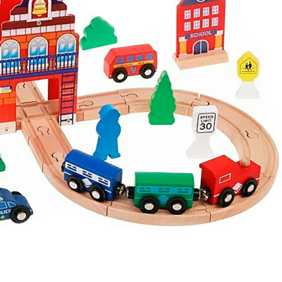 Железная дорога из дерева 18 деталей Mapacha 76907 2