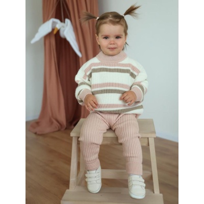 Джемпер оверсайз Полоски Маленькая звезда 004477 (ЧЗ-нк) кремово-розовый 03