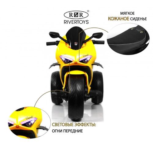 Детский электромотоцикл RiverToys М777БХ жёлтый фото 10
