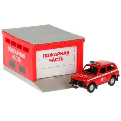 Игровой набор Гараж Пожарная часть Технопарк GARAGESMA-20PLFRI-LAD 1