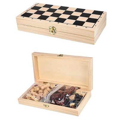 Шахматы Шашки набор малый 2 в 1 Рыжий кот ИН-8052