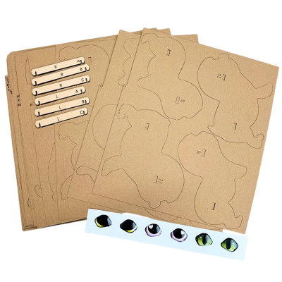 Картонный 3D-конструктор Три котика + глазки QBRIX 20087 3