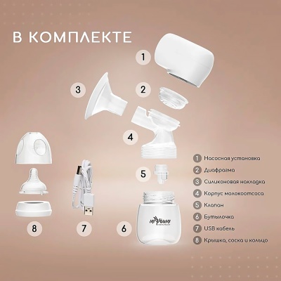 Молокоотсос электрический беспроводной Miyoumi PUMP02/01.3988 5
