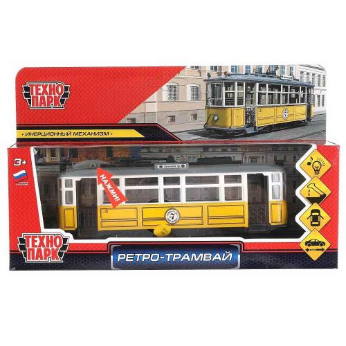 Машина металлическая Трамвай ретро Технопарк TRAMMC1-17SL-YE