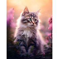 Картина по номерам Пушистый котик 40х50 см 30 цветов Рыжий кот Х-4607