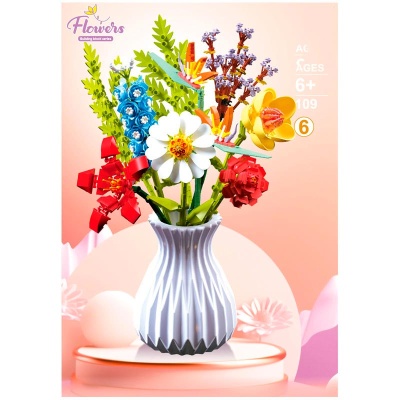 Конструктор Букет цветов в вазе 742 детали Наша игрушка 109-6 4