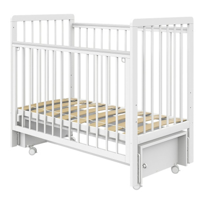 Кровать детская с продольным маятником Pituso Tiny Оптима Белая аляска 05