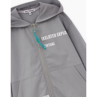 Худи для мальчика Bellbimbo М.250093 серо зеленый 3