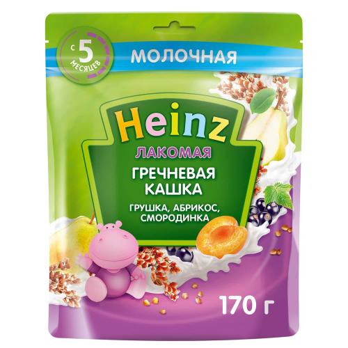 Кашка молочная гречневая грушка абрикос смородина 170г с 5 мес Heinz