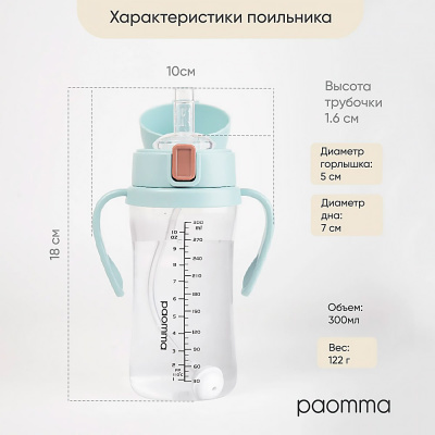 Поильник непроливайка с трубочкой Paomma 17 PDB107