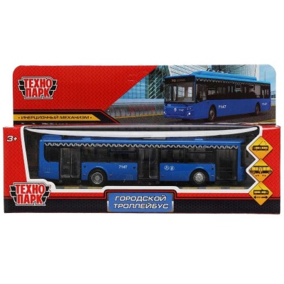 Инерционная машинка Городской троллейбус Технопарк TROLL-18MOS-BU