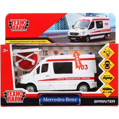 Металлическая модель Mercedes-Benz Sprinter Скорая Технопарк SPRINTERVAN-14SLAMB-WH 04