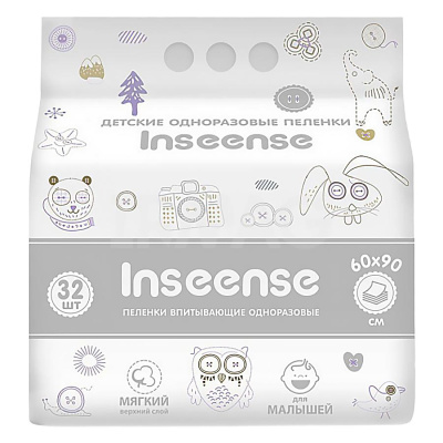 Пеленка впитывающая одноразовая размер 60х90 см 32 штуки Inseense 5