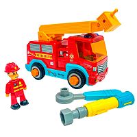 Конструктор Пожарная машина инерционная со светом и звуком Sharktoys 34700004