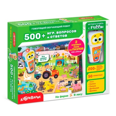 Говорящий обучающий робот На ферме В лесу 500 игр вопросов Азбукварик 3161В белый