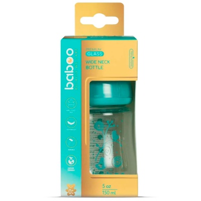 Бутылочка для кормления стеклянная широкая 150 мл от 0 месяцев Baboo 3-122 3