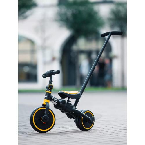 Беговел-велосипед с ручкой Bubago Flint BG-FP-109-6 чёрно-жёлтый фото 17