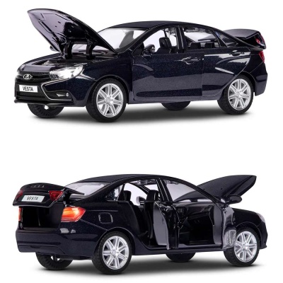 Машинка металлическая Lada Vesta масштаб 1:24 инерционная свет звук Автопанорама JB1251150 черная 2