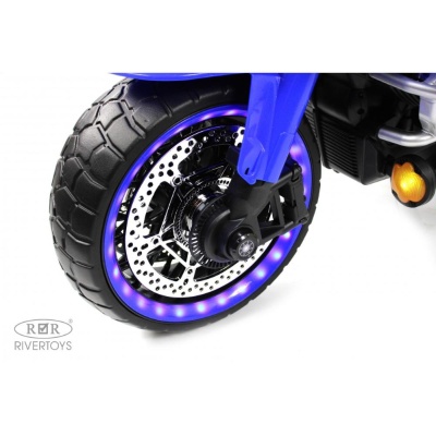 Детский электромотоцикл RiverToys М009БХ синий 03
