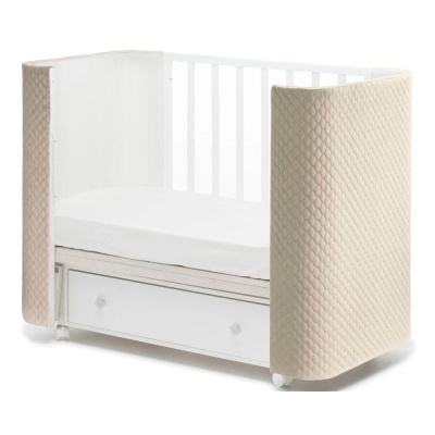 Детская кроватка Милана Фаворит Островок Уюта продольный маятник капучино(велюр)/белый