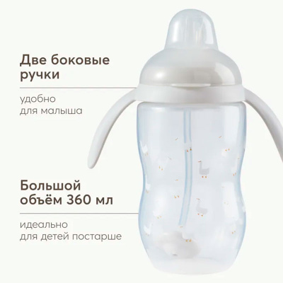 Поильник с трубочкой и ручками Happy Baby 14016 light gray 3