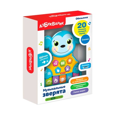 Музыкальная игрушка Музыкальные зверята Обезьянка Азбукварик
