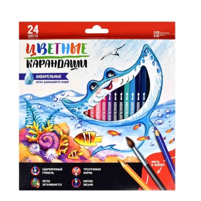 Карандаши 24цв акварельные Счастливый скат Феникс ФЕ-58588