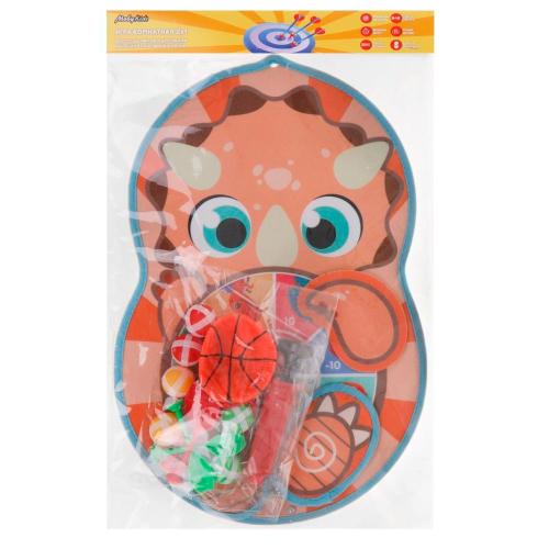 Дартс Дино с липучкой двусторонний 2 в 1 с баскетбольным кольцом Moby Kids 76872 фото 2