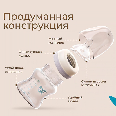 Бутылочка для кормления 120 мл от 0 месяцев Roxy-Kids RBTL-001-BGR 3