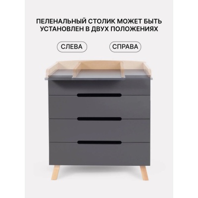 Комод пеленальный с органайзером Rant Indy Pro 800/4 Moon Grey