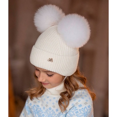 Шапка с 2 помпонами с отворотом Наследникъ НВ5019-ЭК 2