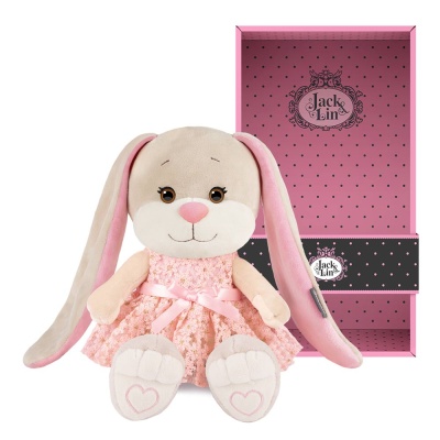Мягкая игрушка Зайка Лин в кружевном розовом платье 20 см Jack&Lin JL-04202317-20-1